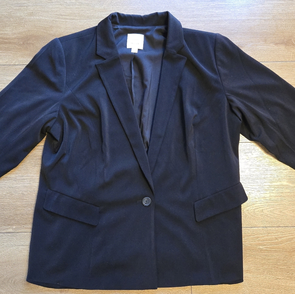 [NWT] Sejour Nordstrom Women Black Classic Single Button Blazer Jacket 18W Plus